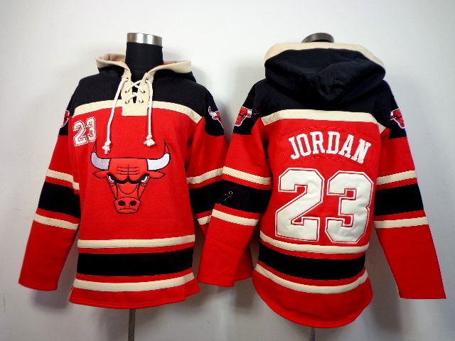 Bulls 23 Michael Jordan Red All Stitched Hooded Sweatshirt