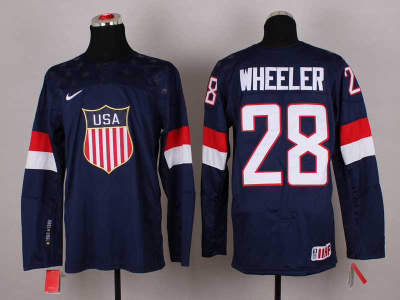 USA 28 Wheeler Blue 2014 Olympics Jerseys
