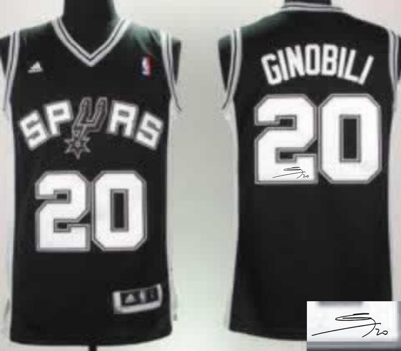 Spurs 20 Ginobili Black Signature Edition Jerseys