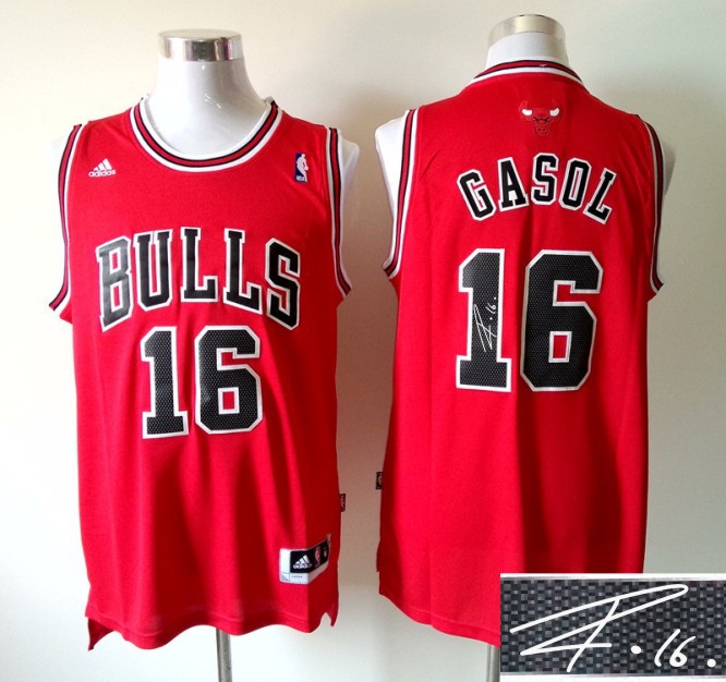 Bulls 16 Gasol Red Signature Edition Jerseys