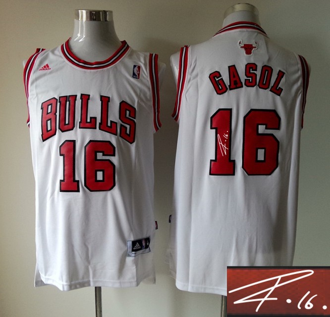 Bulls 16 Gasol White Signature Edition Jerseys