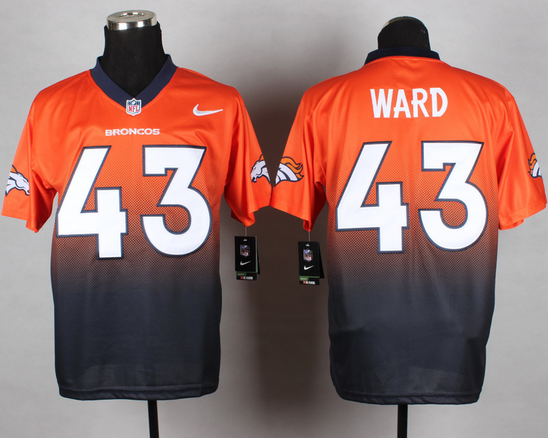 Nike Broncos 43 Ward Orange And Blue Drift Fashion II Elite Jerseys