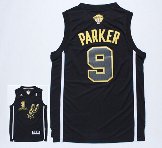 Spurs 9 Parker Black 2014 NBA Finals Jerseys