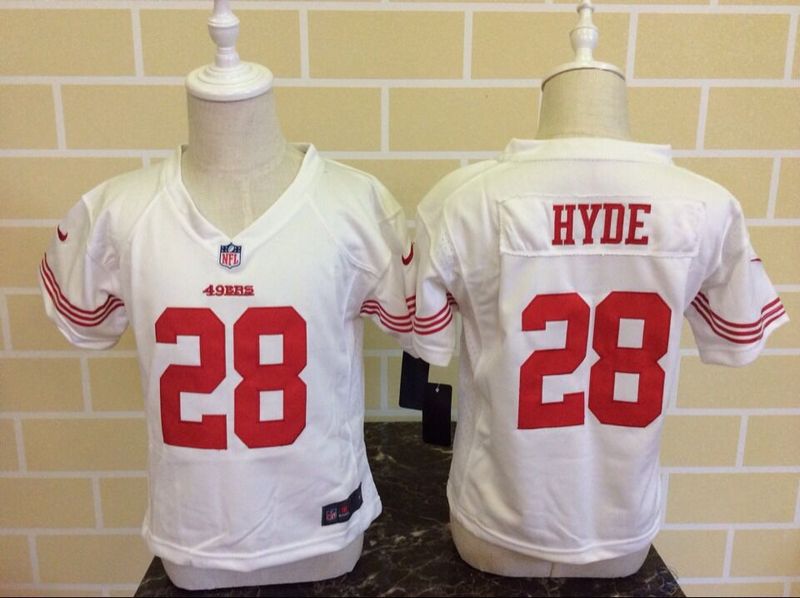 Nike 49ers 28 Carlos Hyde White Toddler Game Jersey