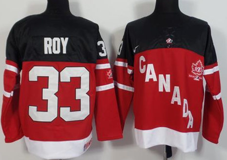 Canada 33 Patrick Roy Red 100th Celebration Jersey