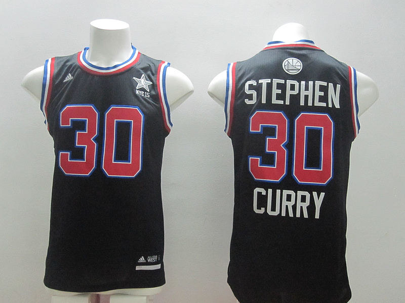 2015 NBA All Star NYC Western Conference 30 Stephen Curry Black Jerseys