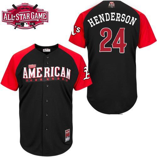 American League Athletics 24 Henderson Black 2015 All Star Jersey
