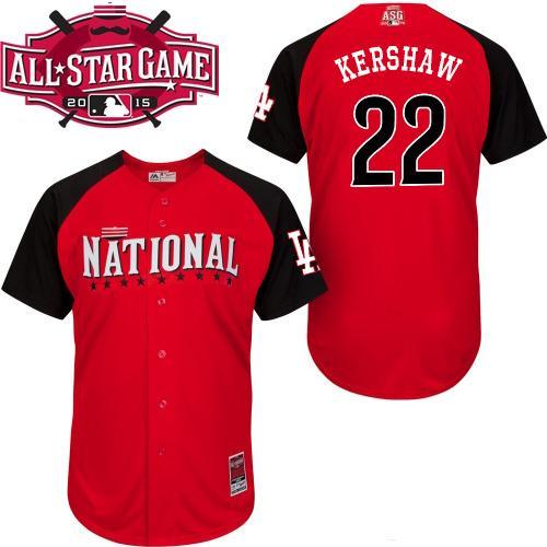 National League Dodgers 22 Kershaw Red 2015 All Star Jersey