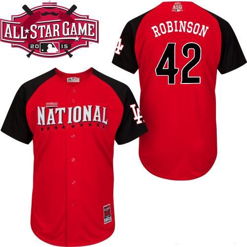 National League Dodgers 42 Robinson Red 2015 All Star Jersey