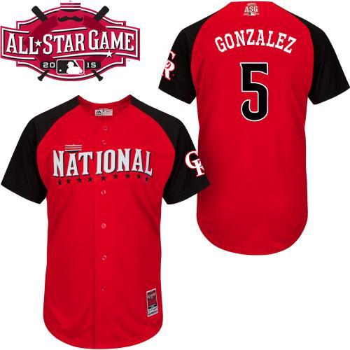National League Rockies 5 Gonzalez Red 2015 All Star Jersey