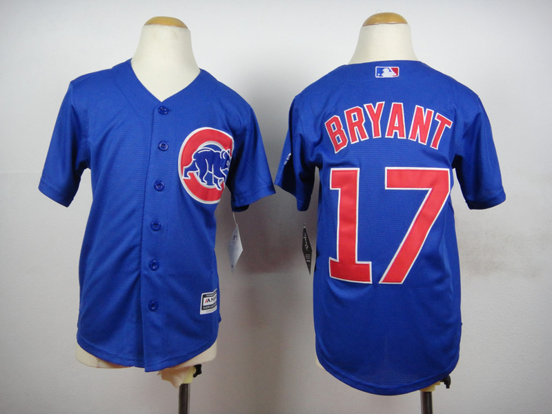Cubs 17 Bryant Blue Youth New Cool Base Jersey