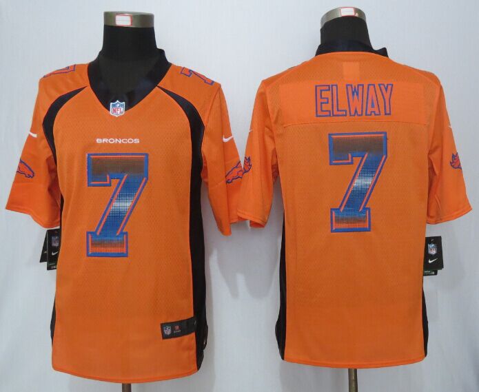 Nike Broncos 7 John Elway Orange Pro Line Fashion Strobe Jersey