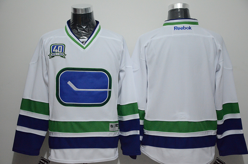 Canucks Blank White 40th Third Edition Jersey