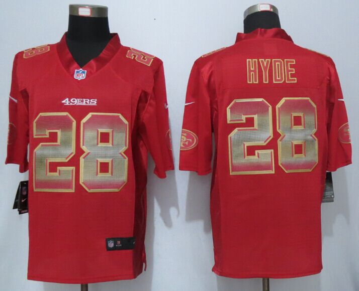 Nike 49ers 28 Carlos Hyde Red Pro Line Fashion Strobe Jersey