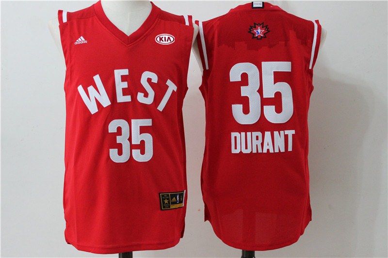 Thunder 35 Kevin Durant Red 2016 NBA All Star West Jersey