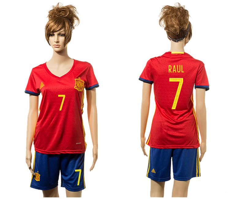Spain 7 RAUL Home Women UEFA Euro 2016 Jersey