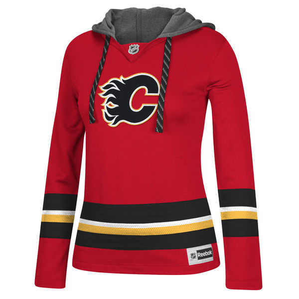 Calgary Flames Red All Stitched Women's Hooded Sweatshirt
