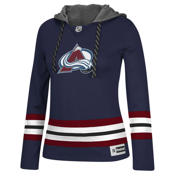 Colorado Avalanche Navy All Stitched Women's Hooded Sweatshirt