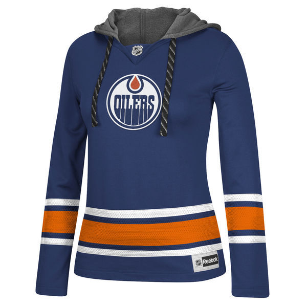 Edmonton Oilers Blue All Stitched Women's Hooded Sweatshirt
