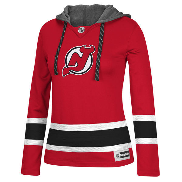 New Jersey Devils Red All Stitched Women's Hooded Sweatshirt