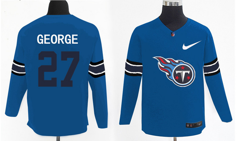 Nike Titans 27 Eddie George Light Blue Knit Sweater
