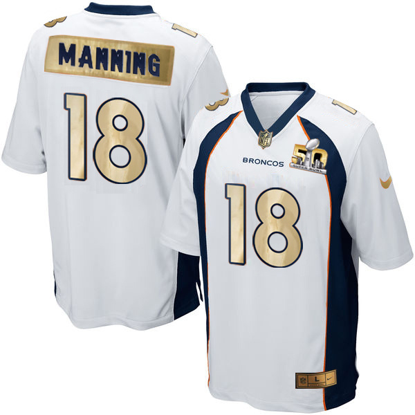 Nike Broncos 18 Peyton Manning White Super Bowl 50 Limited Jersey