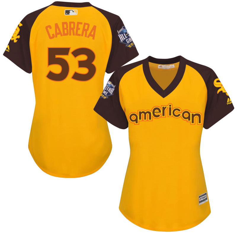 White Sox 53 Melky Cabrera Yellow Women 2016 All-Star Game Cool Base Batting Practice Player Jersey