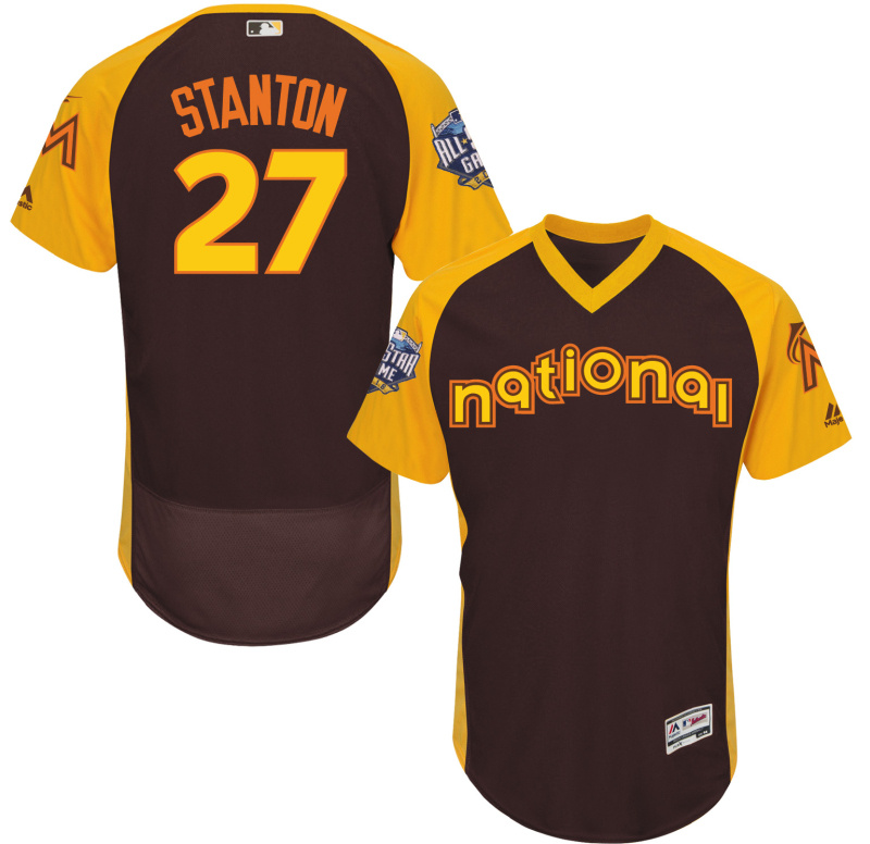 Marlins 27 Giancarlo Stanton Brown 2016 All-Star Game Cool Base Batting Practice Player Jersey