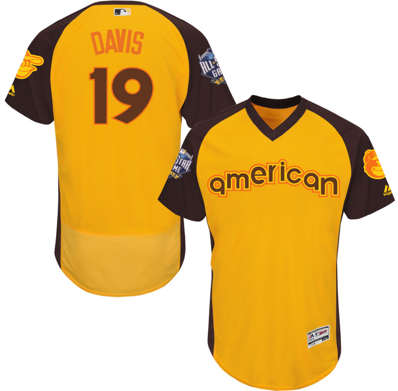 Orioles 19 Chris Davis Yellow 2016 All-Star Game Cool Base Batting Practice Player Jersey