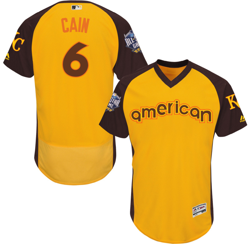Royals 6 Lorenzo Cain Yellow 2016 All-Star Game Cool Base Batting Practice Player Jersey