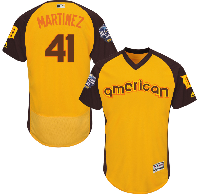 Tigers 41 Victor Martinez Yellow 2016 All-Star Game Cool Base Batting Practice Player Jersey