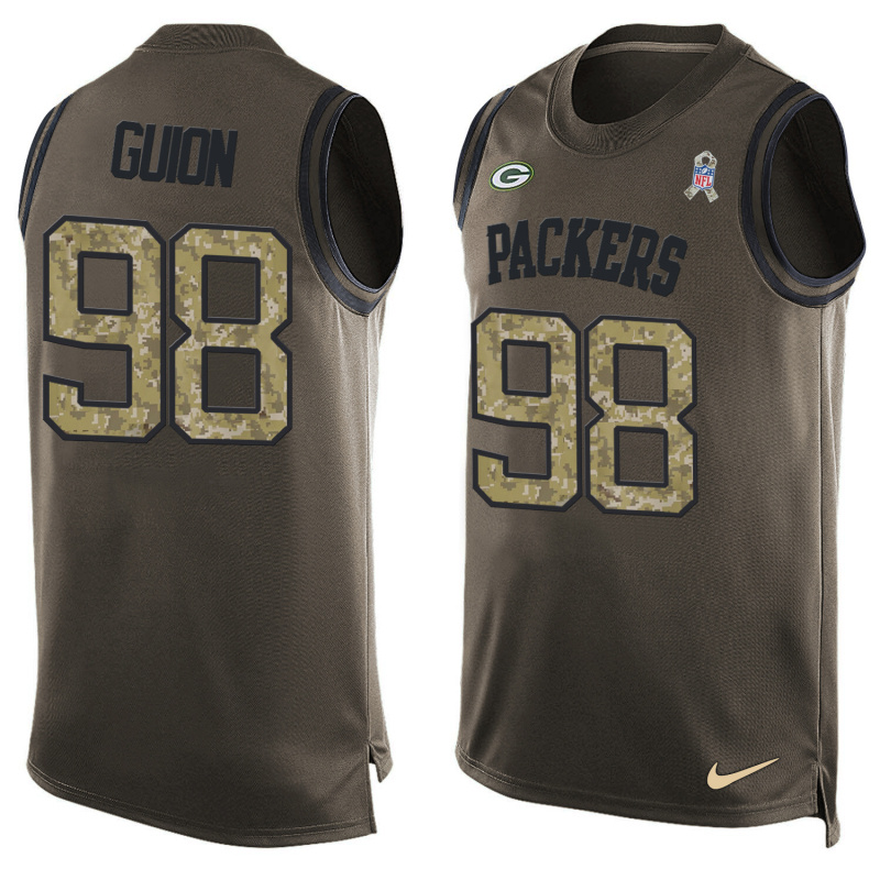 Nike Packers 98 Letroy Guion Olive Green Salute To Service Player Name & Number Tank Top