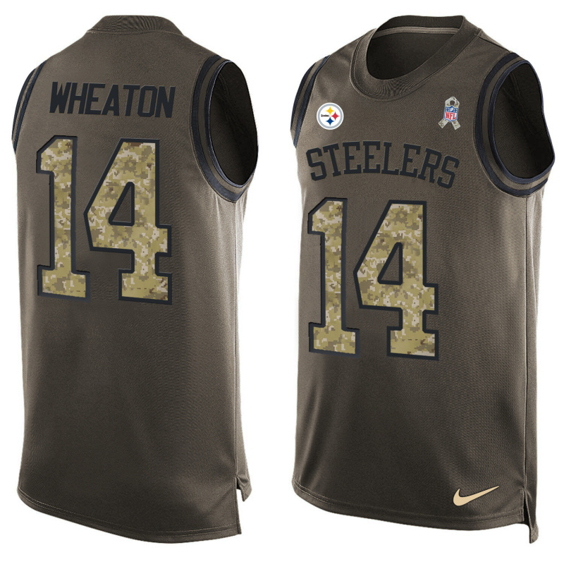 Nike Steelers 14 Markus Wheaton Olive Green Salute To Service Player Name & Number Tank Top