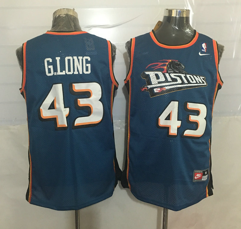 Pistons 43 Grant Long Blue Nike Stitched Jersey