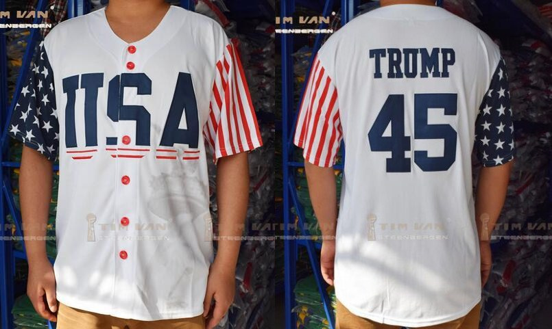 USA 45 Donald Trump White 2016 Commemorative Edition Baseball Jersey