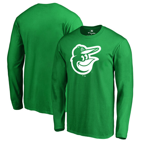 Men's Baltimore Orioles Fanatics Branded Kelly Green St. Patrick's Day White Logo Long Sleeve T-Shirt