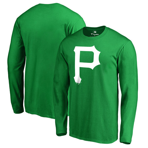 Men's Pittsburgh Pirates Fanatics Branded Kelly Green St. Patrick's Day White Logo Long Sleeve T-Shirt