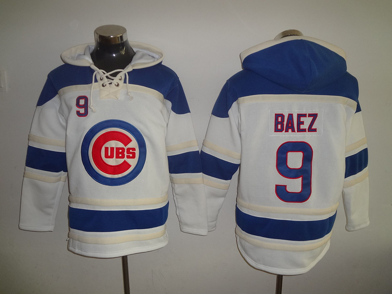 Cubs 9 Javier Baez White All Stitched Hooded Sweatshirt