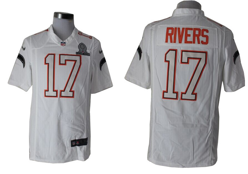 Nike Chargers 17 Rivers White White 2014 Pro Bowl Game Jerseys