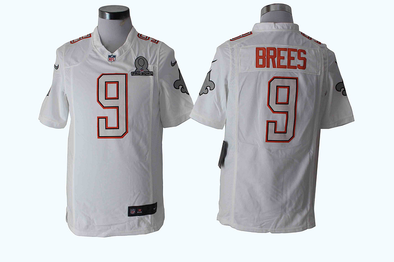 Nike Saints 9 Brees White White 2014 Pro Bowl Game Jerseys