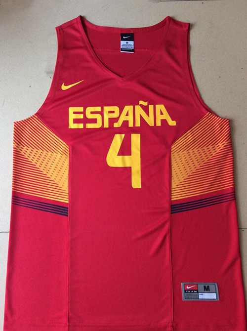 Spain 4 Pau Gasol Red 2014 FIBA Jerseys