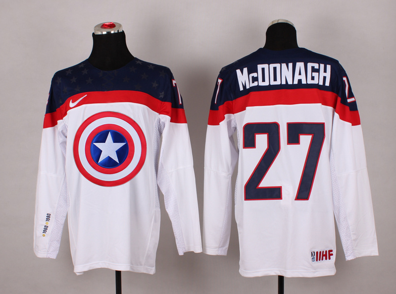 USA 27 McDonagh White Captain America Jersey