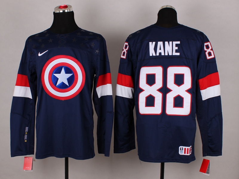 USA 88 Kane Blue Captain America Jersey