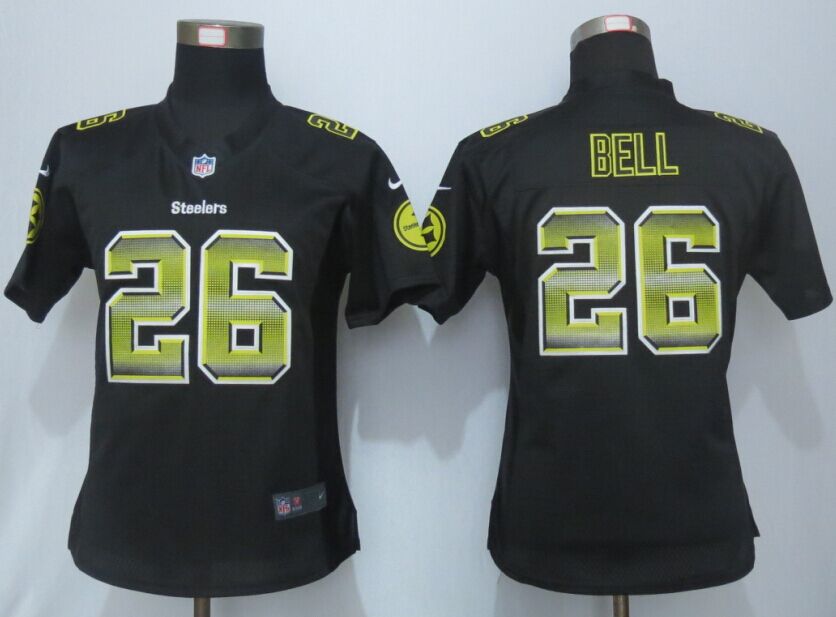 Nike Steelers 26 Le'Veon Bell Black Pro Line Fashion Strobe Women Jersey