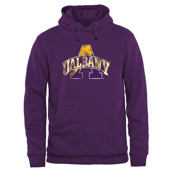 Albany Great Danes Team Logo Purple College Pullover Hoodie3