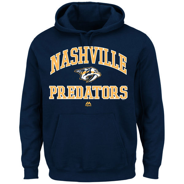 Nashville Predators Navy Blue Team Logo Men's Pullover Hoodie02