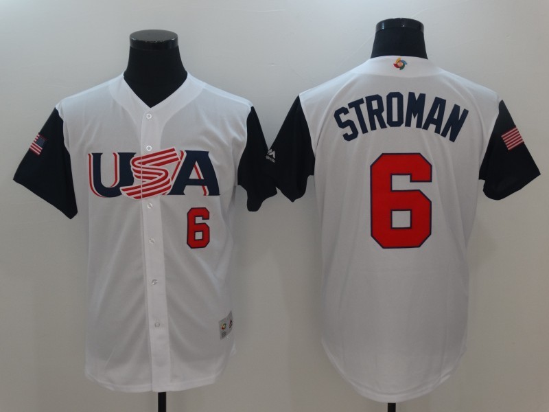 Men's USA Baseball 6 Marcus Stroman White 2017 World Baseball Classic Jersey