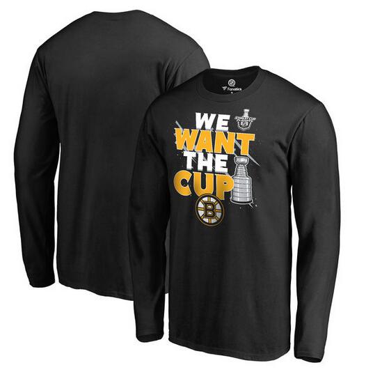 Boston Bruins Fanatics Branded 2017 NHL Stanley Cup Playoffs Participant Blue Line Long Sleeve T Shirt Black