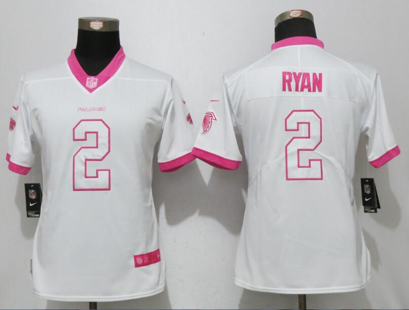 Nike Falcons 2 Matt Ryan White Pink Women Game Jersey