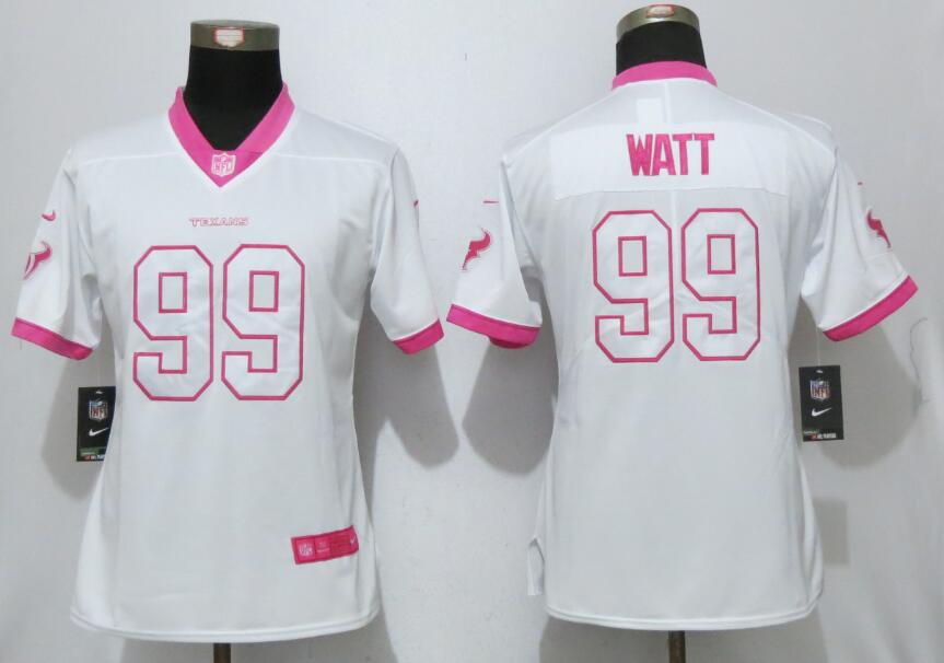 Nike Texans 99 J.J. Watt White Pink Women Game Jersey